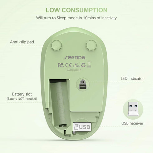 seenda Wireless Mouse, 2.4G Noiseless Mouse with USB Receiver, Portable Computer Mice for PC, Tablet, Laptop with