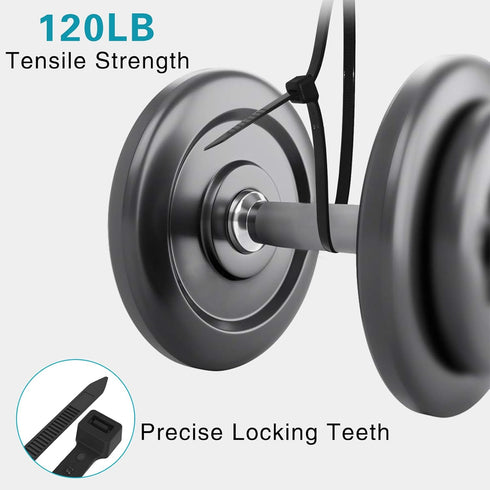 Zip Ties 8 inch Heavy Duty with 120 Pounds Tensile Strength, Black Cable Ties for Multi-Purpose Use