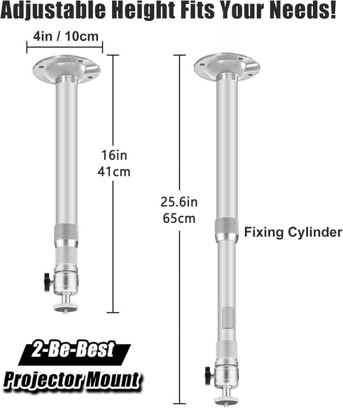 2-Be-Best 16-25.6in 41-65cm Projector Ceiling Mount Adjustable Projector Mount Length / Swivel Projectors Holder