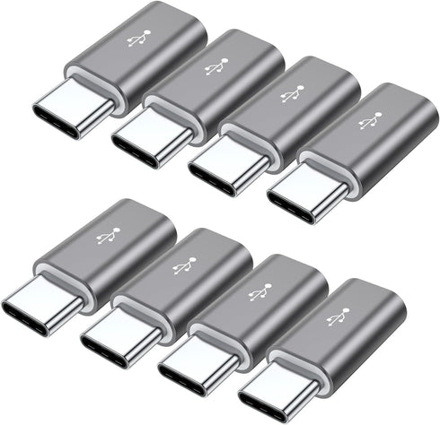 QianLink Micro USB to USB C Adapter, 8-Pack Aluminum Type C Connector Compatible with Samsung Galaxy S10 S9 S8 Plus