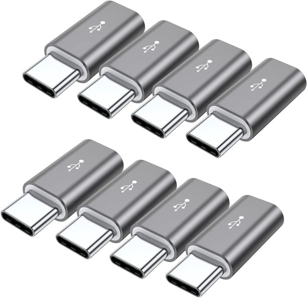 QianLink Micro USB to USB C Adapter, 8-Pack Aluminum Type C Connector Compatible with Samsung Galaxy S10 S9 S8 Plus
