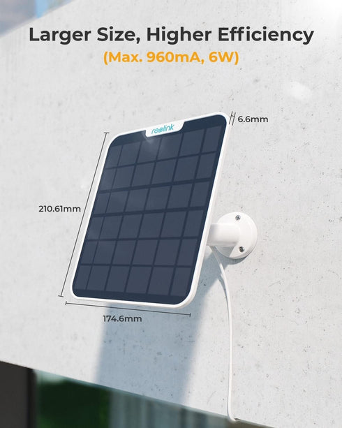 REOLINK 6W Solar Panel White, Non-Stop Power Supply for Wireless Battery Cameras, Waterproof, Adjustable Mount