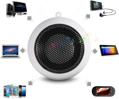Mini Portable Speaker, Telescopic Design for Computer Smartphone MP3 Tablet, USB Powered, Lightweight, 2 Colors (White)