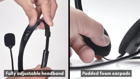 Manhattan 3.5mm Stereo Headset with Mic - with Microphone, Volume Control, 3.5 mm Stereo Plugs, 6.5ft Cable - for Desktop, Laptop, Computers - 3 Year Warranty - 164429