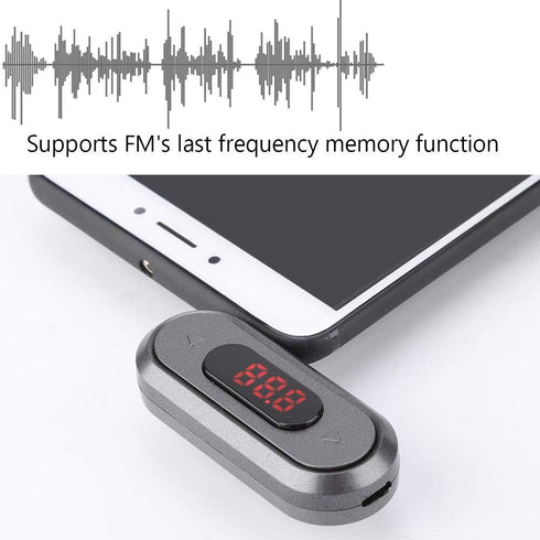 ASHATA 3.5MM Phone/Pad/MP3/MP4/MP5/Tablet 300mAh Audio Head Mobile FM Transmitter Built in Battery Car Radio