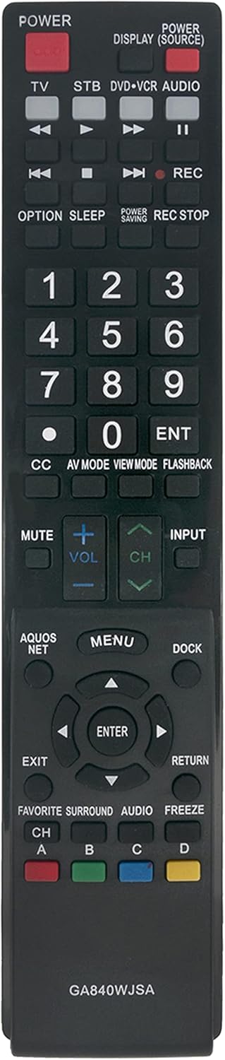 RRMCGA840WJSA GA840WJSA Remote for Sharp Aquos TV Models: LC-52LE810UN, LC-60LE810, LC40LE810, and more