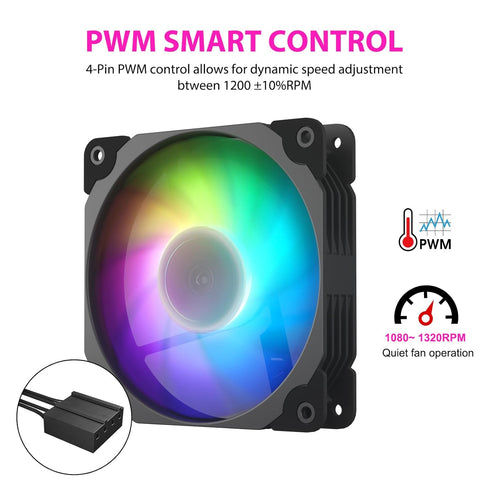 Vetroo SA-140 Black 140mm Addressable RGB & PWM Computer Cooling Fans with Controller Low Noise High Performance