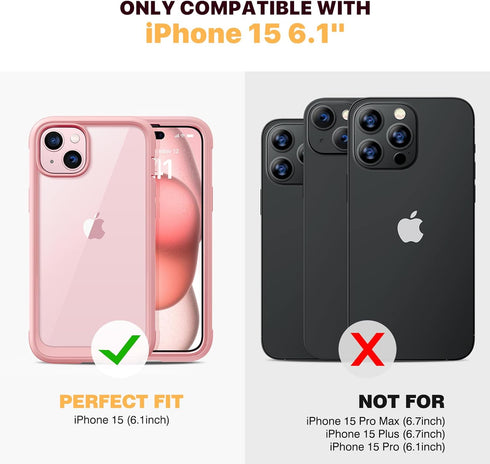 Diaclara 15 15 6.1" Designed for iPhone Case, Full Body Rugged Case with Built-in Touch Sensitive Anti-Scratch Screen