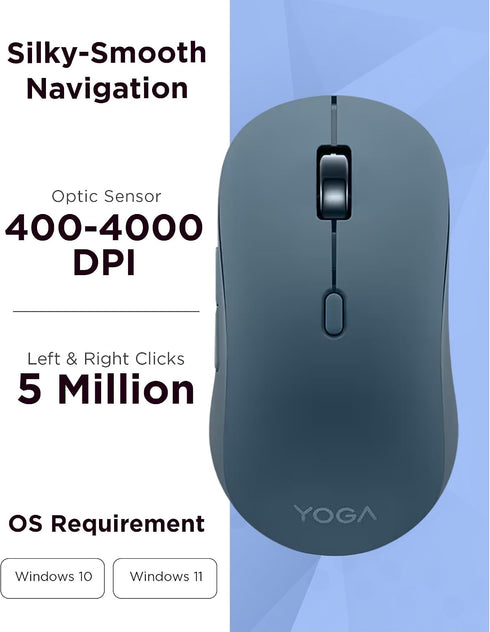 Lenovo 3 36 5.3, 3 Programmable Yoga Bluetooth Silent Mouse, Level DPI Adjustment, Month Battery Life, Bluetooth Device
