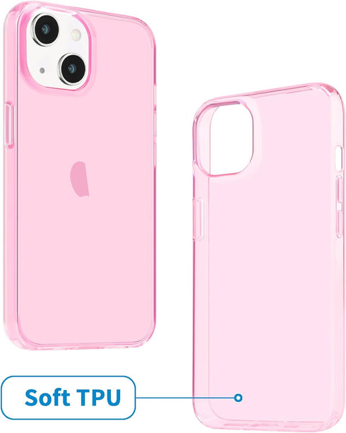 JJGoo Clear Pink Soft Shockproof Protective Slim Thin Phone Bumper Cover for iPhone 13, 6.1 inch 2021