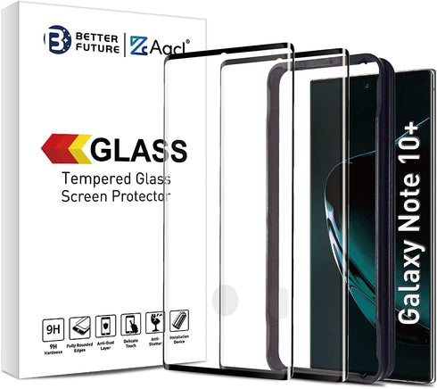 AACL 2 Pack Screen Protector for Samsung Galaxy Note 10 Plus, 6.8" Curved Tempered Glass, Ultrasonic Fingerprint