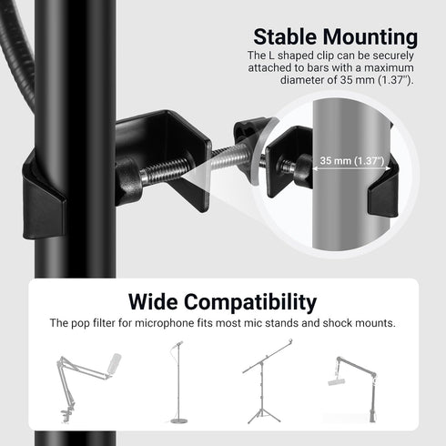 MS044 NEEWER Metal Pop Filter for Microphone, Six Layer Professional Foam Mic Isolation Shield Windscreen Cover