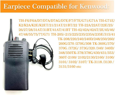 Walkie Talkies Earpieces (2 Packs) with Mic, 2 Pin Covert Air Acoustic Tube Headset for Baofeng UV-5R, Kenwood