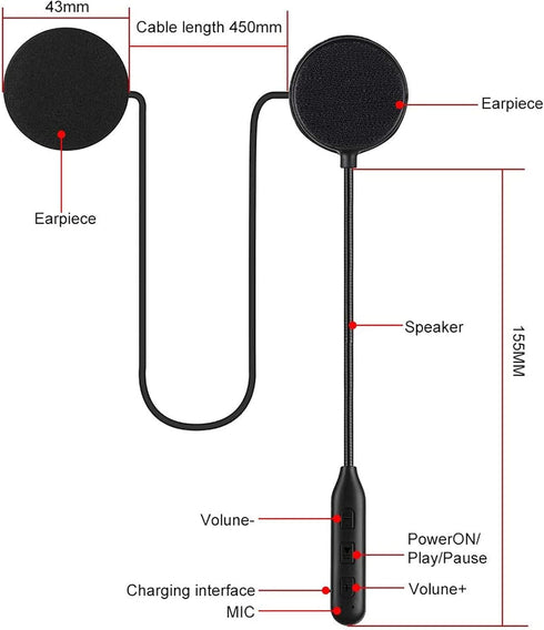 Motorcycle Bluetooth 5.2 Headphones Universal Helmet Audio System with Music and Voice Microphone
