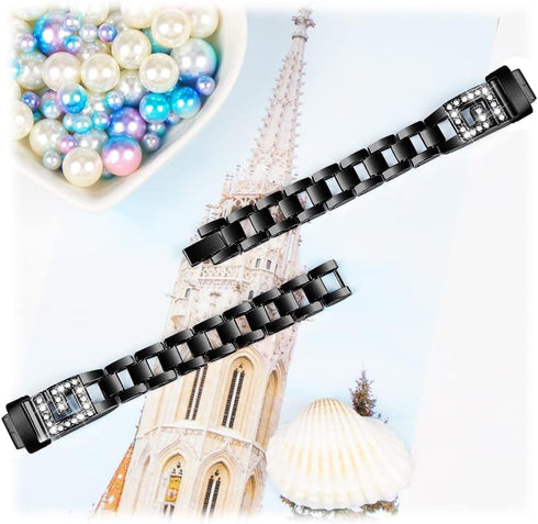 Compatible with Fitbit Inspire 3 Smartwatch Adjustable Metal Band Bling Crystal Rhinestone Bracelet Wrist Strap for
