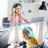 LOBKIN Bluetooth 5.3 Kids Headphones with Case, RGB LED Light Up Cat Ears, Foldable Over Ear