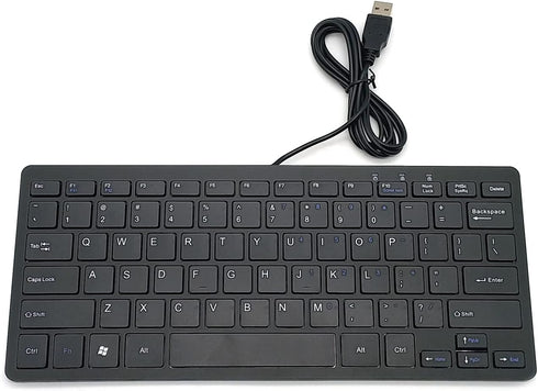 Mini Wired Keyboard (English), Ultra Thin Portable 78 Keys USB Multimedia for Desktop, Laptop, Windows
