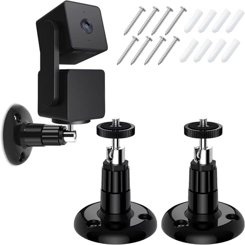 Adjustable Wall Mount for Wyze Cam Pan & Wyze Cam V3/Ring Camera, Indoor Outdoor Mount, 2 Pack Black