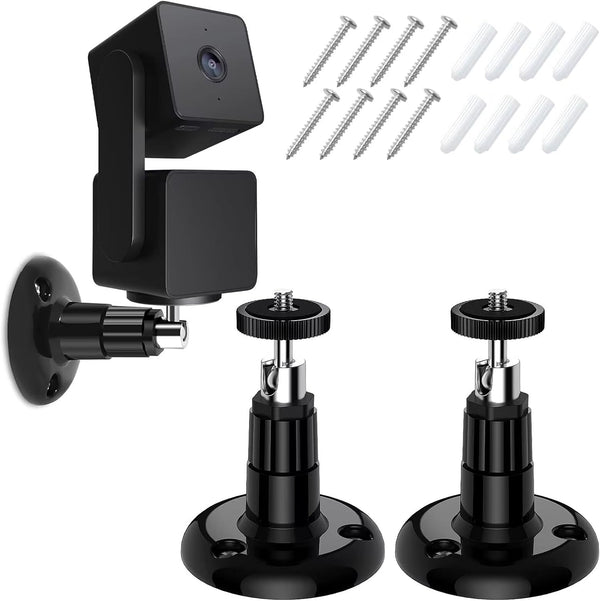 Adjustable Wall Mount for Wyze Cam Pan & Wyze Cam V3/Ring Camera, Indoor Outdoor Mount, 2 Pack Black