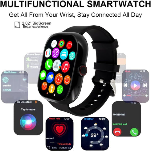Smart Watch (Answer/Make Calls), 2.01" Smart Watches for Men 110+Sport Modes Fitness Watch with Sleep Heart Rate Monitor, Pedometer, IP68 Waterproof Activity Trackers for iOS Android Smartwatch