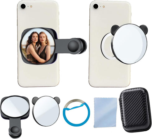 Ziqintech 2-in-1 Phone Selfie Mirror Clip, Magnetic Selfie Mirror for iPhone Back Camera,