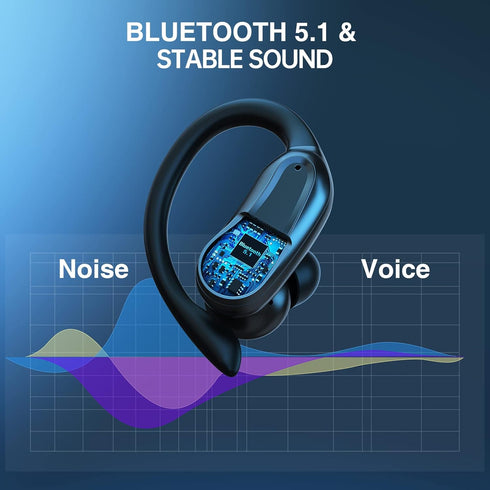 Wireless Earbuds Bluetooth Headphones with 48Hrs Playtime, IPX7 Waterproof 5.1 HiFi Earbuds, LED Display Sports Ear
