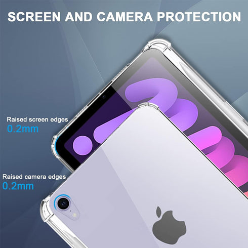 Clear Case for iPad Mini 7 A17 Pro/Mini 6 with Pencil Holder, Ultra Slim, Lightweight, Soft TPU Back Cover