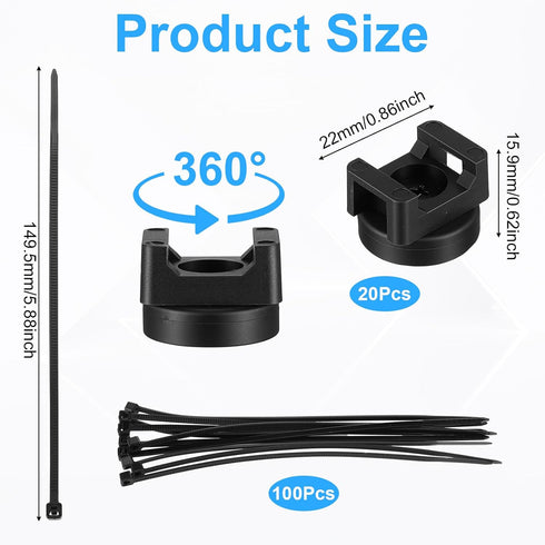 Kegeeei 120Pcs 20 100 Magnetic Zip Tie Mounts Heavy-Duty Magnet Bases & Nylon Cable Ties for Strong, Neat Wire
