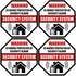 Front Self Adhesive Vinyl Outdoor/Indoor (4 Pack) 89mm X 89mm Security Burglar Alarm System Window Door Warning Alert