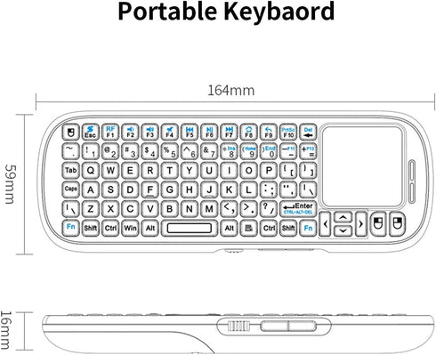 iPazzPort 2.4G Mini Wireless Keyboard with Touchpad Mouse Combo - Lightweight Portable Controller