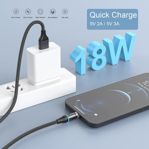 NetDot Magnetic Charging Cable 3in1 Gen12 (5ft/3 Pack Black) 18W Fast Charging Magnetic Phone Charger for USB-C, Micro