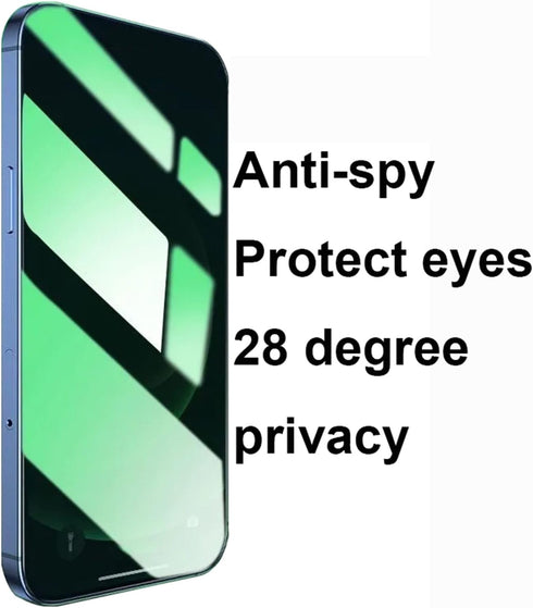 iPhone 14/13/13 Pro Anti-Spy Screen Protector - 3 Pack Anti-Blue Privacy Tempered Glass, 9H Hardness, 6.1" (Green)