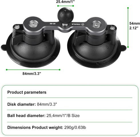 FANAUE 25mm 1" Universal Car Phone Mount - Heavy-Duty Sticky Gel Suction Cup with Ball, RAM-Compatible