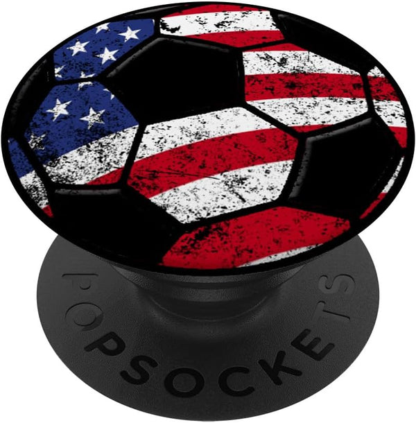 Soccer USA Flag Player Christmas Birthday Gift PopSockets PopGrip: Swappable Grip for Phones & Tablets Standard