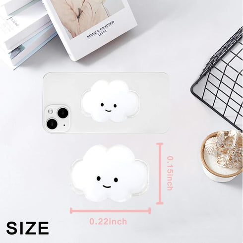 Cute 2D Cloud Shape Phone Grip, Collapsible Expandable Stand Holder for Smartphone and Tablet (White)