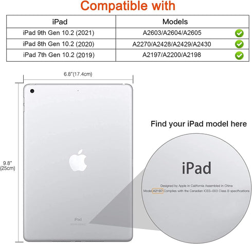 Rotating Case for iPad 9th Generation (2021) / 8th Generation (2020) / 7th Gen (2019) 10.2 Inch Protective Cover