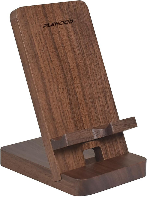 Plehood Wood Phone Stand, Desktop Wooden Phone Holder, Portable Office Phone Stand for