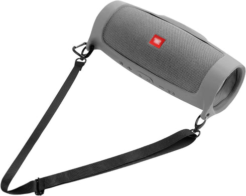 Silicone Case Cover for JBL Charge 4, Waterproof Wireless Bluetooth Speaker, Soft Skin Carrying Pouch with Strap (Grey)