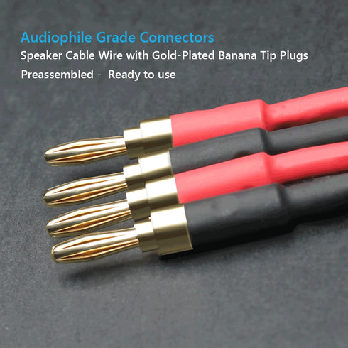 UCINNOVATE 2 Pack 13 AWG Speaker Wire with Gold-Plated Right Angle Banana Plugs, 3m HiFi Audio Cable