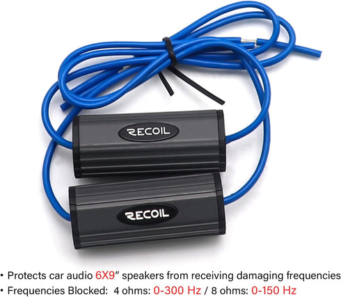 RECOIL BB-69 Pair Bass Blocks for Car Audio 6X9 Inch Speakers, Protect and Eliminate Frequencies 0-300Hz at 4Ohms