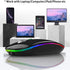 TENMOS Wireless Bluetooth Mouse, LED Slim (Bluetooth 5.1 + USB) 2.4GHz Rechargeable Silent Mouse with Type C Adapter,