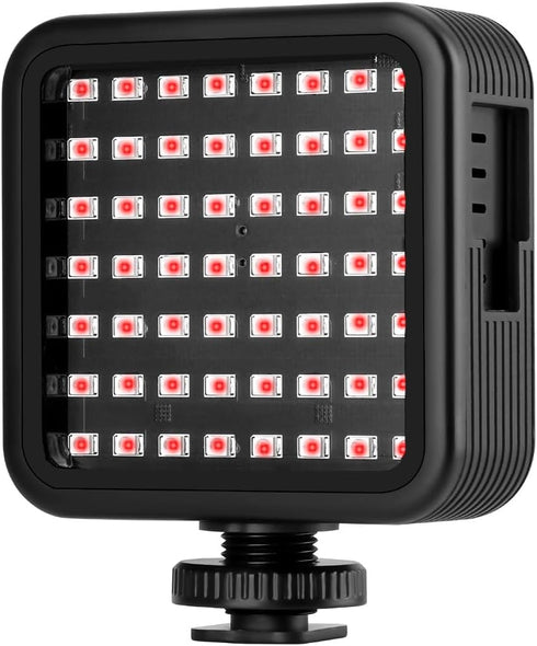 Ordro LN-5 Mini IR Night Vision Light for Video Camera, Built-in Rechargeable Battery, 3 Cold Shoe Mounts