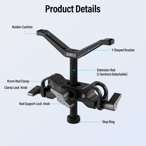 SIRUI Camera Lens Support, Universal 15mm Rail Telephoto Long Lens Support Bracket for DSLR Camera Shoulder Rig