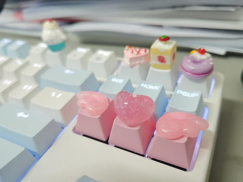 Handmade Cute Keycaps, Compatible with Cherry MX Switches Mechanical Keyboard, Pink PBT Keycap for Gaming Keyboards