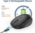iClever MD165 Dual Mode Wireless Mouse, Bluetooth Type-C Rechargeable, 2.4G Wireless Computer Mice with USB Receiver