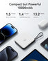 VRURC Portable Charger with Built-in Cables, 10000mAh Battery Pack PD 20W for iPhone, 22.5W USB C Travel Power Bank