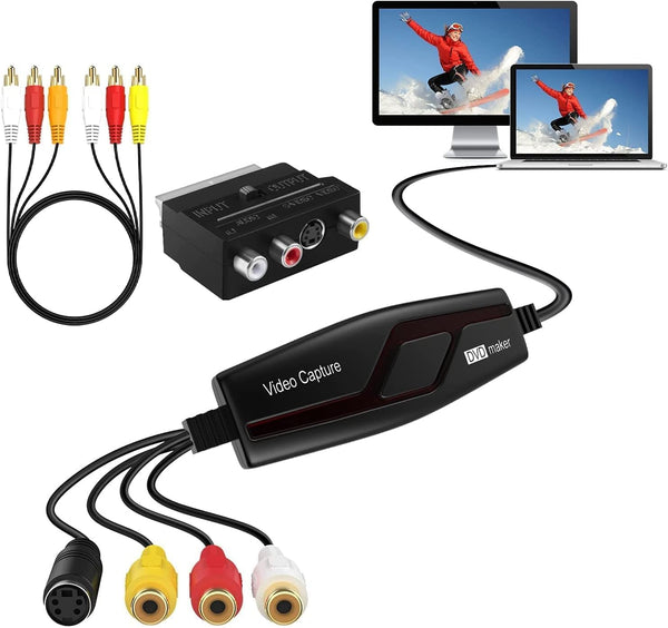 VIXLW VHS to Digital Converter,Video Capture Card Device,VHS VCR Hi8 Mini DV to