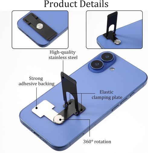 Zelphvt 2 Pack 360 Ultra Thin Phone Kickstand Rotating Alloy Steel Metal Stable Stand Universal Horizontal Vertical