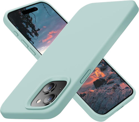 Cordking iPhone 15 Plus Case, Silicone Ultra Slim Shockproof Protective Phone Case, Mint Green