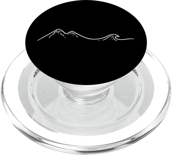 PopSockets MagSafe PopGrip for iPhone - Mountain Wave Cool Black Art Drawing Hiker Ocean Gift